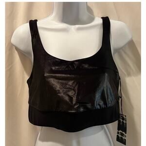 Show Me Your Mumu Triton Black Faux Leather Sports Bra - NWT - Size L